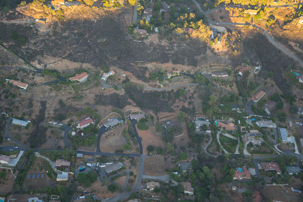 Escondido houses, and a candy stripe temple