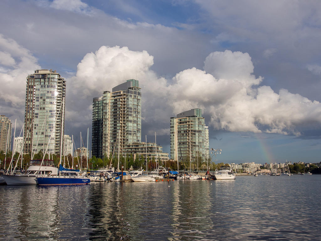 Vancouver skyline with a hint of rainbow