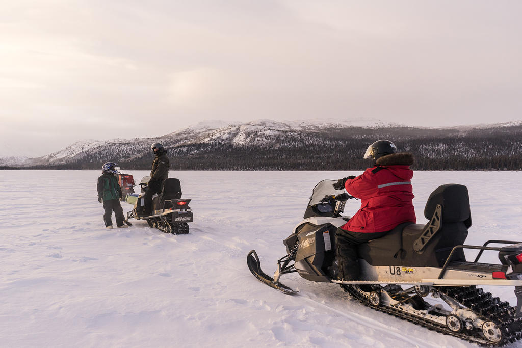 Jeff and Anna on snowmobiles