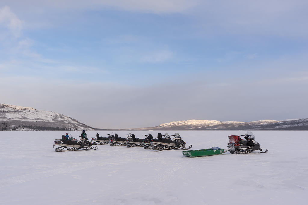 Snowmobiles on Fish Lake