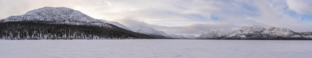 Panoramic view from a frozen Fish Lake