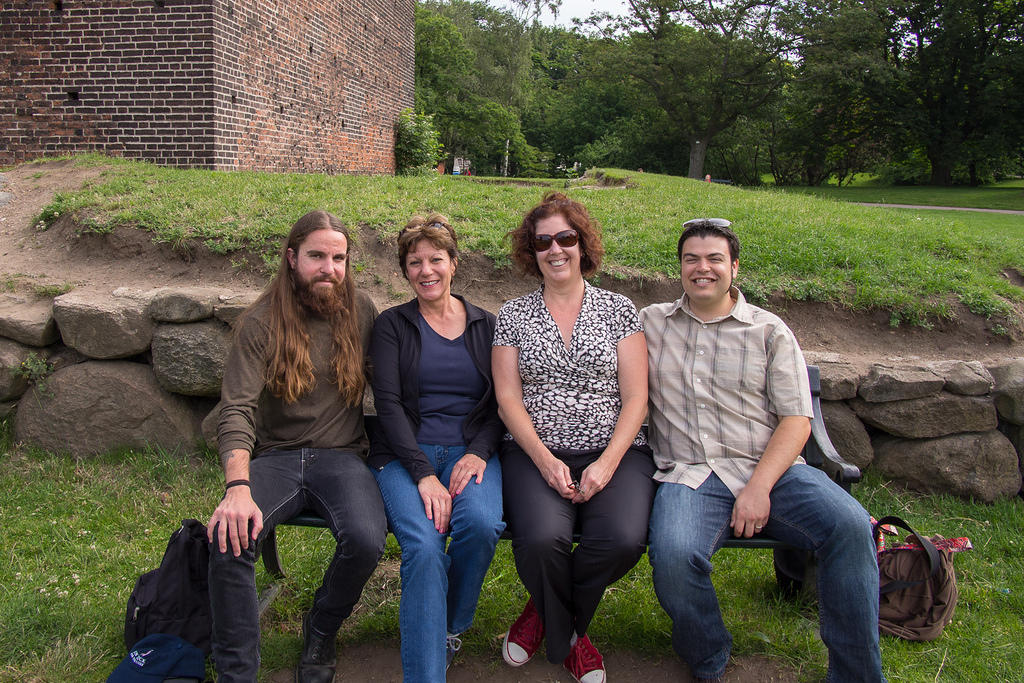 Elliot, Kim, Anna and Chris outside Kärnan