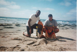 Jimmy and I appreciating the masterful use of sand