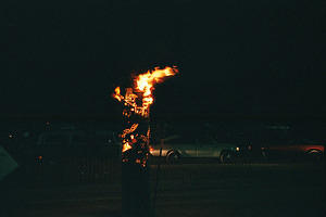 Burn barrels at the entrance to Burning Man