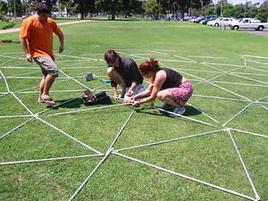 First bolt starts the geodesic dome