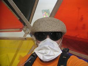 Chris inside the geodesic tower