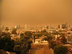 Orange sky over downtown San Diego