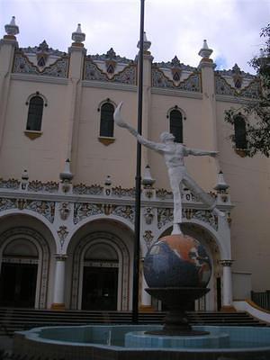 Jai alai statue downtown Tijuana