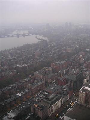 Looking down on Boston and the river