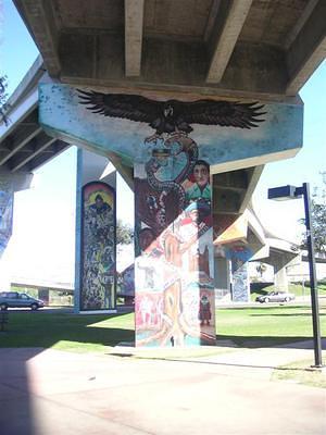 Snake and the golden eagle mural in Chicano Park