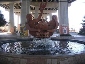 Metal figures sculpture fountain in Chicano Park