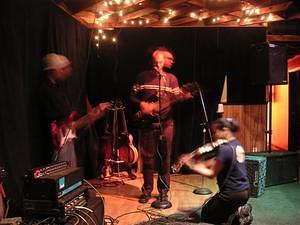 Jimmy, Rachel, and Eric warm up. It looks like Jimmy's soul is trying to escape