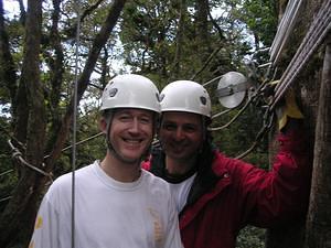 Paul and Pete in the canopy tour in Monteverde