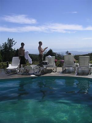 Pete and Paul at the hotel pool in Monteverde