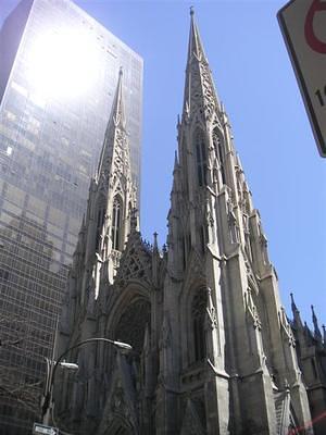 Gothic church and glass office towers