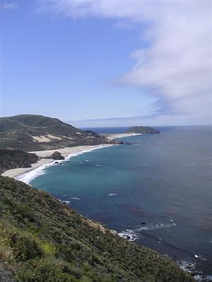 Big Sur coastline with a spit of land