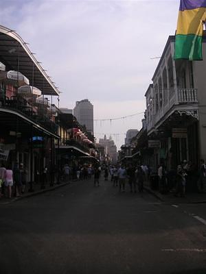 Sun is going down and Bourbon St is filling up