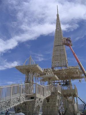 Wooden temple still under construction