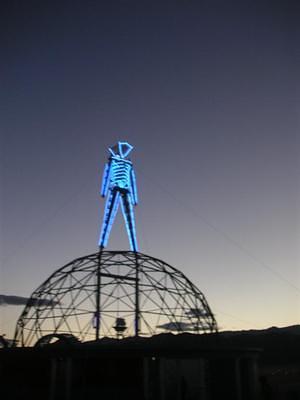 The future burning man atop his observatory