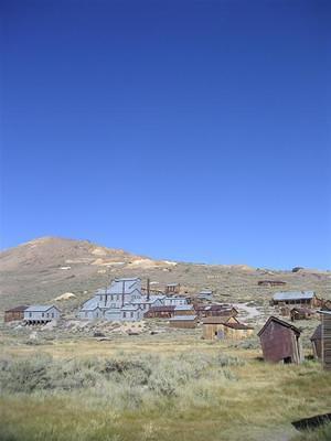 Bodie mining buildings on the hillside
