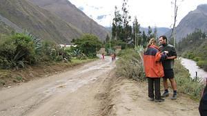 Kids run to check out the gringo's broken down bus