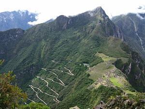 Machu Picchu from the boulders at the top of  Huayna Picchu