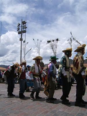 Singing and dancing in costume for a christmas ceremony