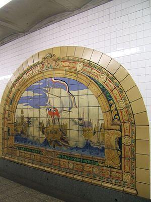 Subway tile mural