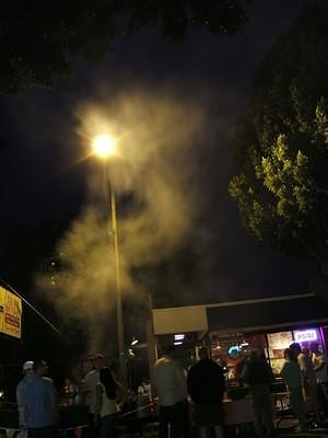 BBQ smoke at San Louis Obispo's farmers market