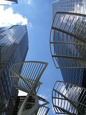 Metal trees put in near Bankers Hall