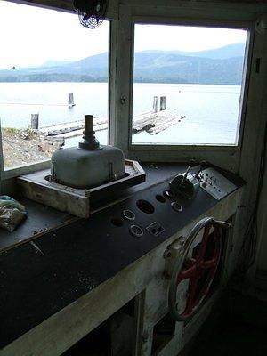 View from inside a rusting & dry-docked tug