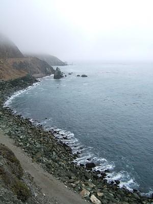 Ocean view with a big of fog off highway 1