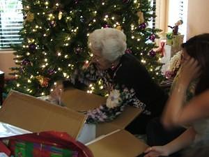 Rodene opens her giant nativity set