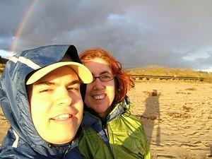 Anna and I enjoy the rainbow after sticking out the rain.