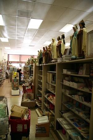 Books & ceramics at the Catholic health food store