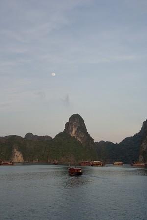 Tour boats and the moon