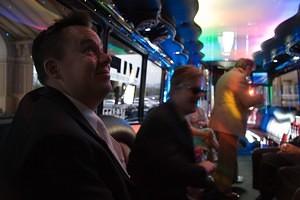 Dan and gang in the party bus