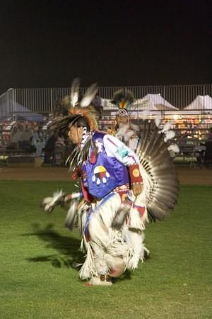 Mens traditional dancer during powwow intertribal dancing