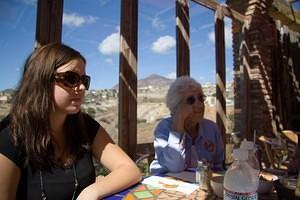 Jenny and Rodene having lunch at Ortega's