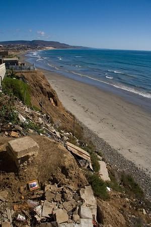 Beach, ocean, and trash view from Puerto Nuevo