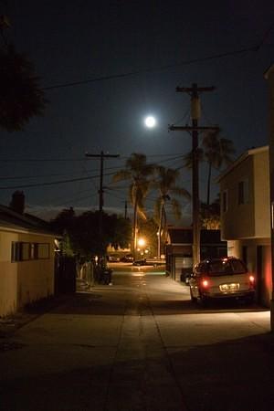 Full moon over Golden Hill alley