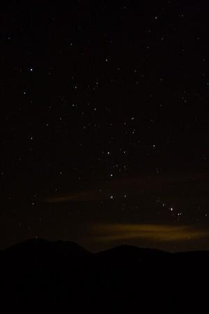 Orion's Belt rising from the horizon