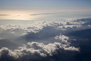 Sun and clouds over San Gabriel Mountains