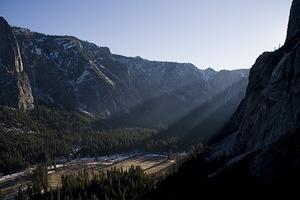 Last rays of sun for Yosemite Valley