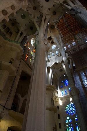 Looking up in Sagrada Família