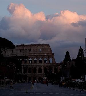 Pink clouds over the Colosseum