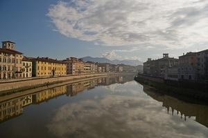 Pisa reflected in the Arno river