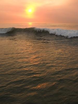 Big waves at sunset