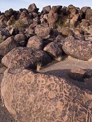 Rocks covered with petroglyphs