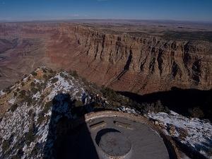 Desert View Tower's shadow and the canyon